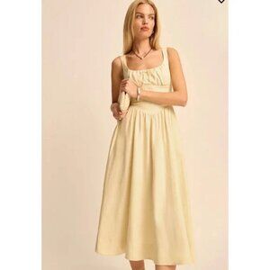 Reformation Butter Yellow Parmesan Balia Linen Dress US 6